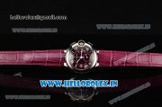 Cartier Ballon Bleu De Medium Chrono Miyota OS20 Quartz Steel Case with Burgundy Leather Strap and Roman Numeral Markers