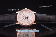 BlancPain Moonphase ST25 Automatic Rose Gold Case with White Dial and Black Leather Strap-Rose Gold Markers