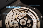 Hublot Big Bang Swiss Valjoux 7750 Automatic Movement Ceramic Bezel with Black Dial and Red Stick Marker-Rubber Strap