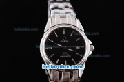 Omega Deville CO-AXIAL Swiss ETA 2671 Automatic Movement Silver Case with Black Dial and SS Strap-Lady Size