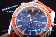 Omega Seamaster Chronograph Miyota Quartz Steel Case with Orange Bezel and Orange Strap-7750 Coating