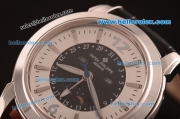 Patek Philippe Calatrava Swiss Quartz Steel Case with White/Black Dial and Black Leather Strap