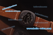 Panerai Radiomir Black Seal PAM 00292 Swiss ETA 6497 Manual Winding Ceramic Case with Black Dial and Brown Leather Strap - 1:1 Original