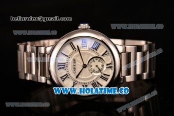 Cartier Rotonde De Miyota Quartz Steel Case/Bracelet with White Dial and Black Roman Numeral Markers