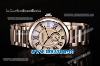 Cartier Rotonde De Miyota Quartz Steel Case/Bracelet with White Dial and Black Roman Numeral Markers