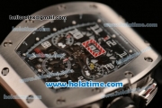 Richard Mille Felipe Massa Flyback Chrono Swiss Valjoux 7750 Automatic Steel Case with White Markers and Black Rubber Bracelet