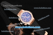 Hublot Big Bang Swiss Valjoux 7750 Automatic Movement Rose Gold Case with Diamond Bezel-Black Dial and Black Rubber Strap