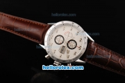 Tag Heuer Carrera Calibre 16 Chronograph Miyota Quartz Movement Swiss Coating Case with White Dial and Silver Numeral Markers