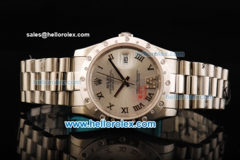 Rolex Datejust Oyster Perpetual Automatic Movement Full Steel with Silvery Dial and Diamond Bezel
