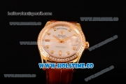 Rolex Day-Date Asia Automatic Yellow Gold Case with Diamonds Markers Silver Dial and Diamonds Bezel (BP)