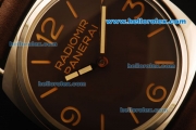 Panerai Radiomir Pam 210 Swiss ETA 6497 Manual Winding Steel Case with Brown Dial and Brown Leather Strap