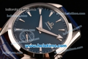 Omega Seamaster Aqua Terra 150 M Small Seconds 6497 Manual Winding Steel Case with Blue Dial and Blue Leather Strap
