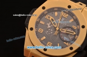 Hublot Big Bang Ferrari Swiss Valjoux 7750-SHG Automatic Gold Case with Gold Stick/Numeral Marekrs Black Dial and Black Rubber Strap