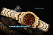 Tag Heuer Link 200 Meters Swiss Quartz Movement Brown Dial with Gold Bezel and Two Tone Strap