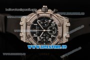 Audemars Piguet Royal Oak Offshore Miyota OS20 Quartz Diamonds/Steel Case with Black Dial and Arabic Numeral Markers - Diamonds Bezel (EF)