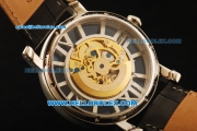 Cartier Rotonde De Cartier Skeleton Automatic Movement Steel Case with Arabic Numerals and Black Leather Strap