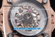 Hublot Masterpiece MP 08 Antikythera Sunmoon Asia 2813 Automatic Rose Gold Case Skeleton Dial Brown Leather Strap and White/Rose Gold Markers