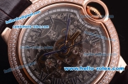 Cartier Ballon Bleu De Automatic Steel Case with Diamond Bezel and Skeleton Dial-Roman Markers