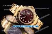 Rolex Yacht-Master 40 Clone Rolex 3135 Automatic Yellow Gold Case/Bracelet with Black MOP Dial and Dot Markers (BP)