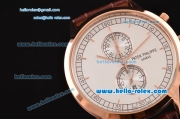 Patek Philippe Grand Complication Chronograph Miyota OS20 Quartz Rose Gold Case with Gray Dial and Stick Markers