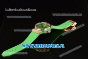 Hublot Big Bang Tutti Japanese Miyota Quartz Rose Gold Case with Green Dial Stick Markers and Green Rubber Strap