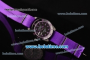 Rolex Submariner Asia 2813 Automatic PVD Case with Purple Markers Carbon Fiber Dial and Purple Nylon Strap