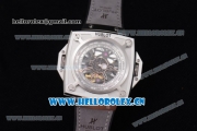 Hublot Masterpiece MP 08 Antikythera Sunmoon Asia 2813 Automatic Steel Case Skeleton Dial Grey Leather Strap and White Markers