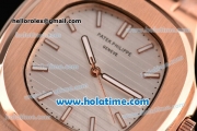 Patek Philippe Nautilus Automatic Full Rose Gold with White Dial and Stick Markers