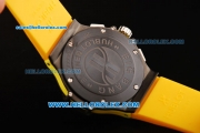 Hublot Big Bang Chronograph Swiss Quartz Movement PVD Case with Yellow Diamond Bezel and Yellow Rubber Strap-Lady Model