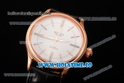 Rolex Cellini Time Asia 2813 Automatic Rose Gold Case with White Dial Black Leather Strap and Stick/Roman Numeral Markers