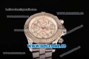 Breitling Super Avenger Ultimate Chrono Swiss Valjoux 7750 Automatic Silver Case with White Dial