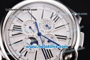 Cartier Ballon Bleu De 45MM Miyota Quartz Steel Case with White Dial and Black Leather Strap