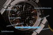 IWC Ingenieur Carbon Performance Swiss Valjoux 7750 Automatic Carbon Fiber Case with Black Rubber Bracelet White Markers and Carbon Fiber Dial (K)
