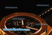 Audemars Piguet Shaquille O Neal Swiss Valjoux 7750 Automatic Rose Gold Case with Black Dial and Black Leather Strap