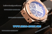 Hublot Big Bang Chronograph Swiss Valjoux 7750 Automatic Rose Gold Case with Carbon Fiber Dial and Black Rubber Strap (YF)