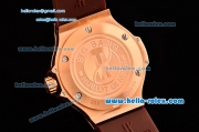 Hublot Big Bang Cappuccino Gold Swiss Quartz Rose Gold Case with Brown Rubber Strap and Brown Carbon Fiber Dial - Diamond Bezel