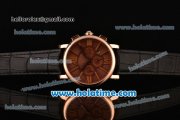 Cartier Rotonde Asia ST17 Automatic Rose Gold Case with Black Leather Strap and Brown Dial