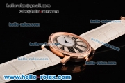 Cartier Ronde Swiss Ronda Quartz Movement Rose Gold Case with White Leather Strap and White Dial