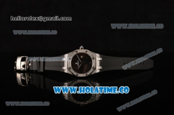 Audemars Piguet Royal Oak Lady Swiss Quartz Steel/Diamonds Case with Black Dial and Black Rubber Strap (EF)