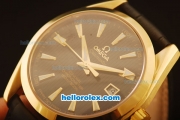 Omega Seamaster Co-Axial Automatic Yellow Gold Case with Black Dial and Black Leather Strap - ETA Coating