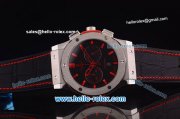 Hublot Classic Fusion Chronograph Miyota OS20 Quartz Steel Case with Black Dial and Black Rubber Strap-Red Markers