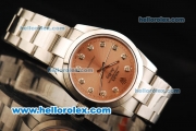 Rolex Air King Automatic Movement Full Steel with Rose Gold Dial and Diamond Markers