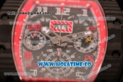 Richard Mille RM 011 Felipe Massa Flyback Chronograph Swiss Valjoux 7750 Automatic Carbon Fiber Case with Skeleton Dial and Red Inner Bezel - 1:1 Original