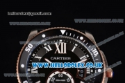 Cartier Calibre de Cartier Diver Asia ST16 Automatic Steel Case with Black Dial Roman Markers and Black Rubber Strap