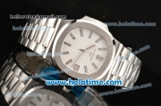 Patek Philippe Nautilus Miyota 9015 Automatic Full Steel with White Dial and Stick Markers