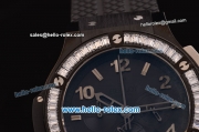 Hublot Big Bang Chronograph Miyota OS20 Quartz PVD Case with Black Dial and Diamond Bezel 7750 Coating