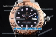 Rolex Yacht-Master 40 Clone Rolex 3135 Automatic Two Tone Case/Bracelet with Black Dial and Rose Gold Bezel (BP)