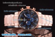 Ferrari Chronograph Miyota Quartz Full Rose Gold with Black Dial and Three Blue Subdials