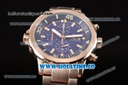 IWC Aquatimer Chronograph Miyota Quartz Full Steel with Blue Dial and Stick Markers