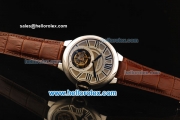 Cartier ballon bleu de Cartier Swiss Tourbillon Manual Winding Movement Steel Case with Roman Numerals and Brown Leather Strap